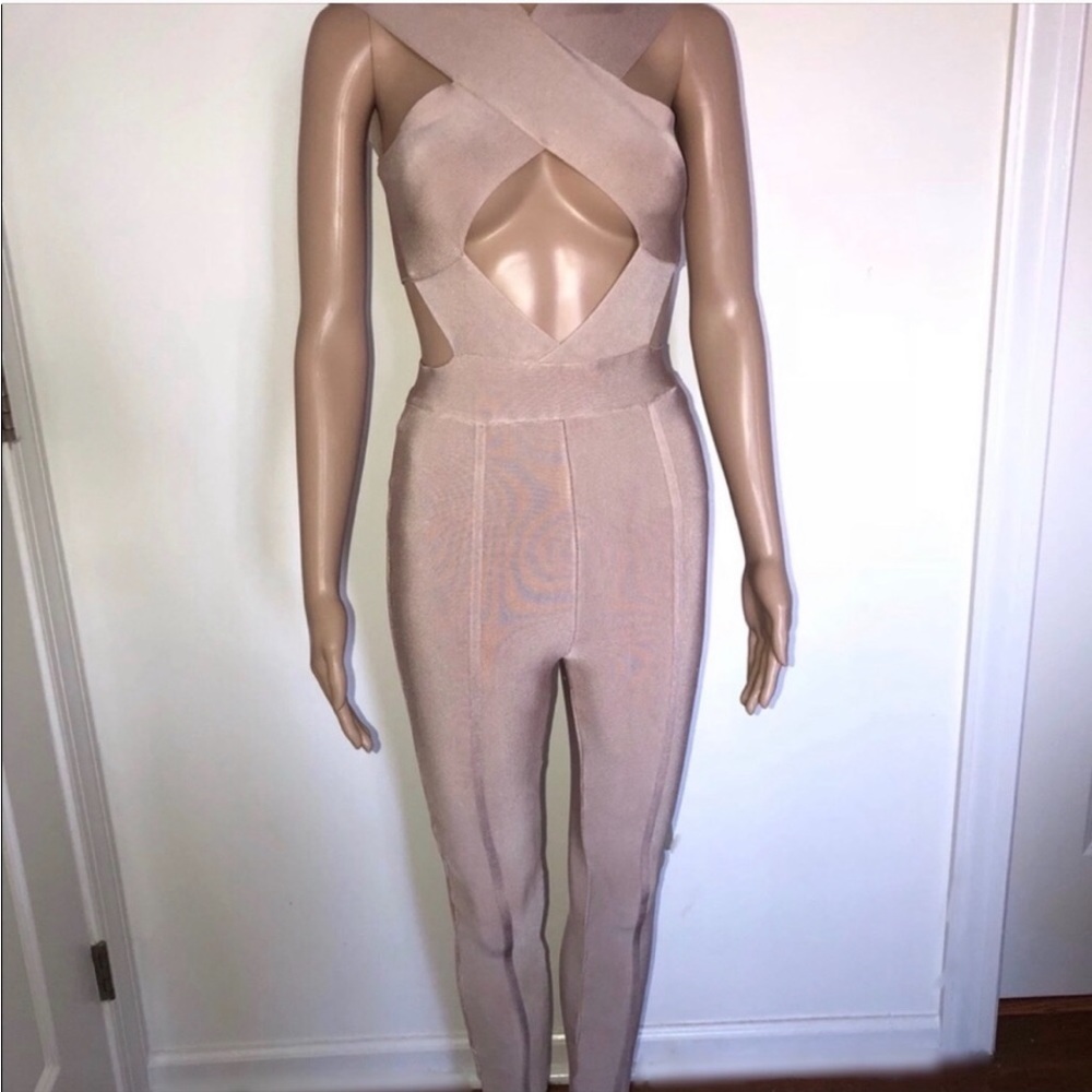 Nude Bandage Cut out jumpsuit - small - Picture 2 of 3